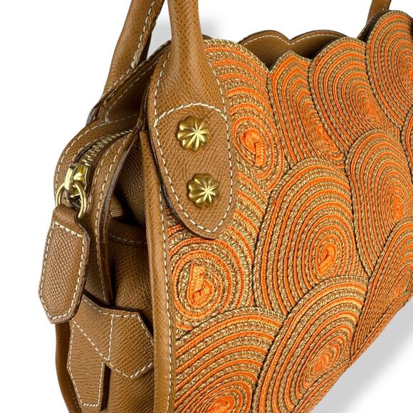 Vintage ERIC JAVITS NEW YORK raffia woven leather handbag - Picture 8 of 16